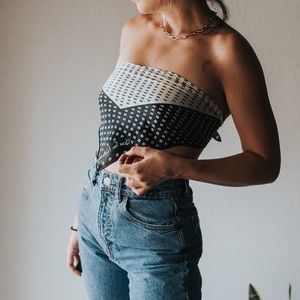 Vintage Silk Black and White Scarf